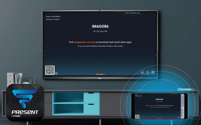 IMAGO Smart Present with AIOS Smartboard and phone connection